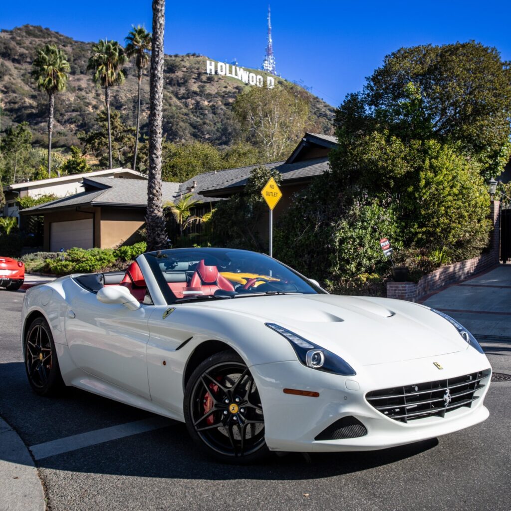 IRLS Ferrari Cal T white Hollywood Sign scaled