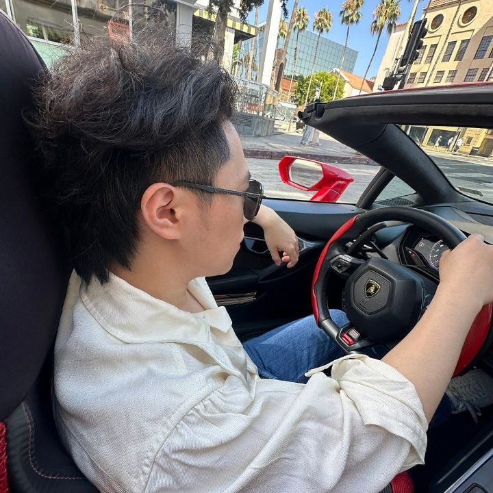 man driving lamborghini