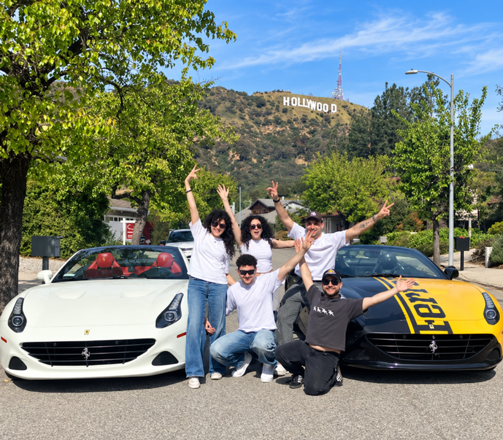Can Tourists Drive a Ferrari in Los Angeles with a foreign license Ride Like A Star group with ferraris hollywood sign