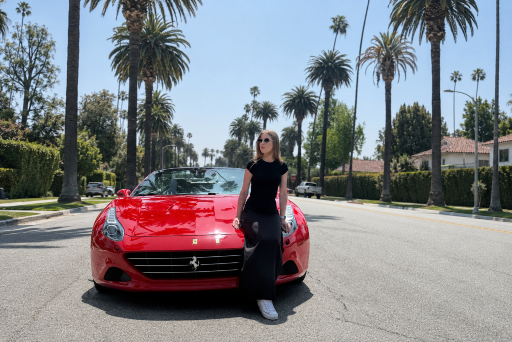 woman red ferrari beverly hills things to do in los angeles