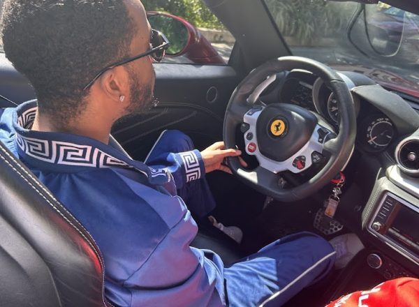 man red ferrari hollywood sign los angeles driving experience ride like a star