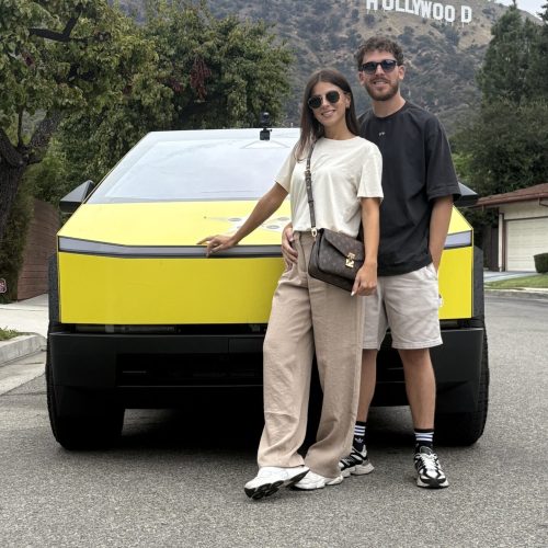 Cybertruck Los Angeles Ride Like A Star Hollywood Sign Driving Experience couple