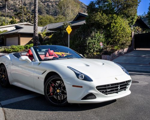 IRLS Ferrari Cal T white Hollywood Sign driving experience los angeles