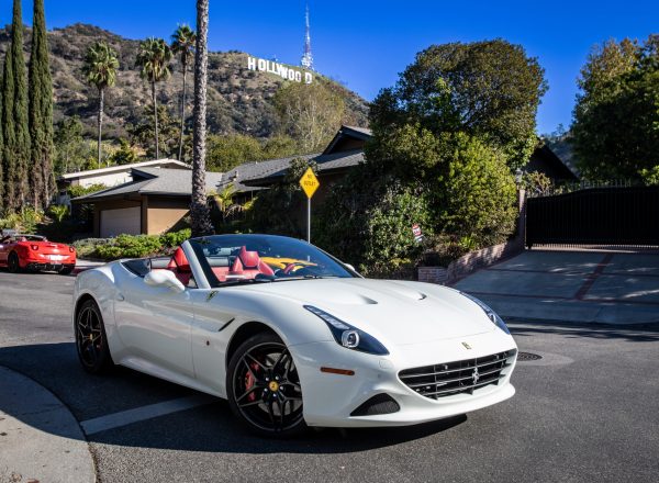 IRLS Ferrari Cal T white Hollywood Sign driving experience los angeles