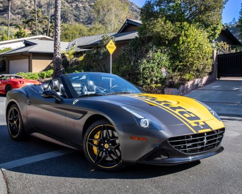 IRLS Ferrari Cal T yellow Hollywood Sign driving experience los angeles
