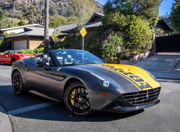 IRLS Ferrari Cal T yellow Hollywood Sign driving experience los angeles