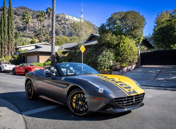 IRLS Ferrari Cal T yellow Hollywood Sign driving experience los angeles