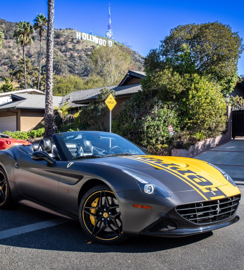 IRLS Ferrari Cal T wrapped Hollywood Sign