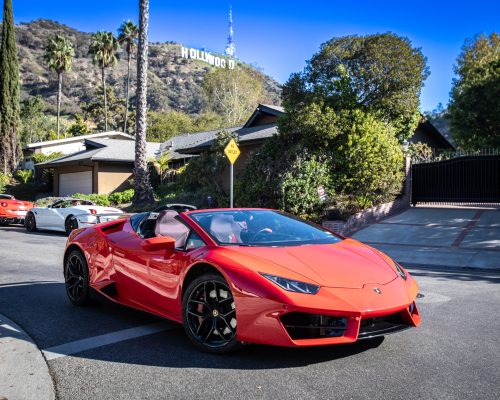 IRLS Lamborghini red Hollywood Sign Los Angeles driving experience
