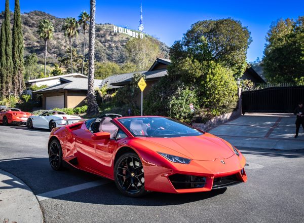 IRLS Lamborghini red Hollywood Sign Los Angeles driving experience