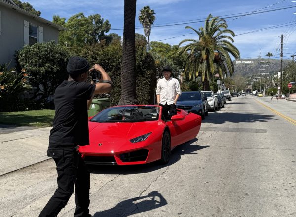 Photoshoot Lamborghini man shooting photo red driving experience los angeles hollywood ride like a star