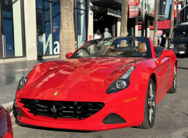 Red Ferrari driving experience on Hollywood Boulevard, one of the most exciting things to do in Los Angeles.