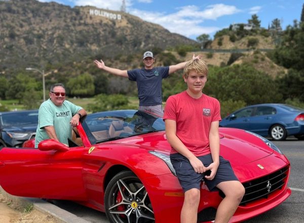 father teenage sons ferrari hollywood sign one of the unique things to do with kids in los angeles