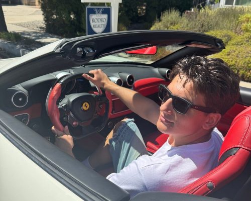 man white ferrari hollywood sign los angeles driving experience ride like a star