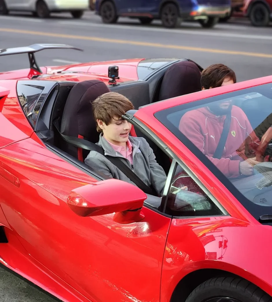 teen being driven lamborghini hollywood los angeles